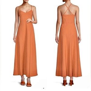 Theory linen Elegant coral Maxi Dress retail $425 Size 6. NWT. With gift